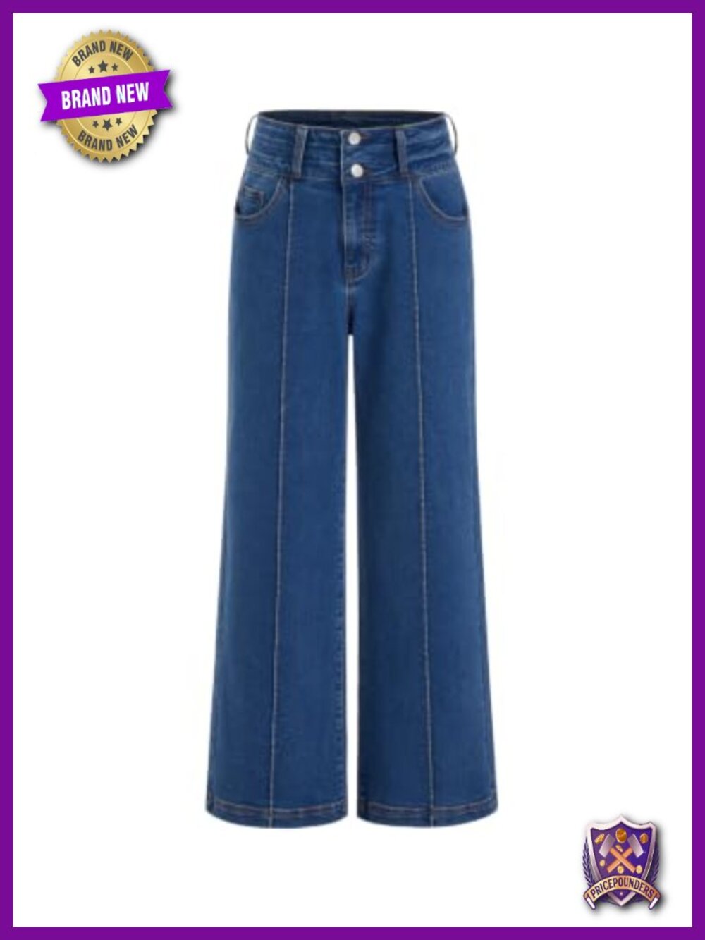 Wide Leg High Waisted Stretchy Straight Leg Jeans Double Waistband